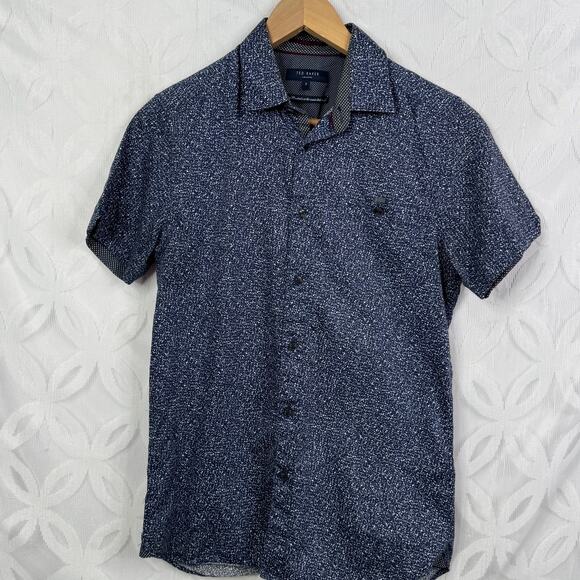 Ted Baker London Thame Extra Trim Fit Print Short Sleeve Sport Shirt Size S - Picture 8 of 9